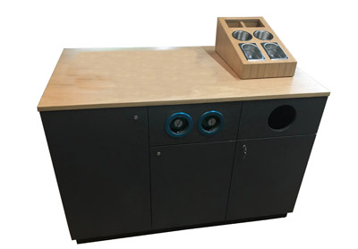 Kaffeepoint fr Kaffeeautomaten mit Becherauszug, Schubladen und Zubehrkasten