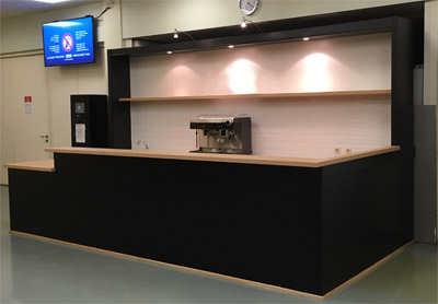 Thekenumbau mit Einbauten, Ausschankbereich neue Oberflche